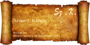 Szopri Kinga névjegykártya